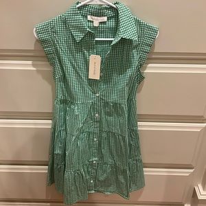 NWT Green Gingham Buttom up shirt Dress